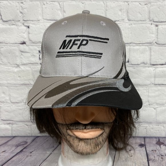 Vintage Hat Cap Strap Back Gray Black MFP Mohawk Propane Embroidered Logo 90s - Picture 1 of 10